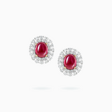 18K White & Rose Gold Ruby Diamond Earrings