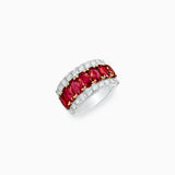 18K White & Rose Gold  Ruby & Diamond Ring