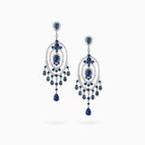 18K White Gold Sapphire & Diamond Earrings