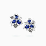 18K White & Black Gold Sapphire & Diamond Earrings