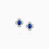 18K White Gold Sapphire Diamond Earrings