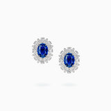 18K White Gold Sapphire & Diamond Earrings