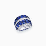18K White Gold Sapphire & Diamond Ring