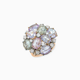 18K White, Yellow & Rose Gold Sapphire & Diamond Ring