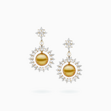 18K White & Yellow Gold Golden South Sea Pearl Earrings