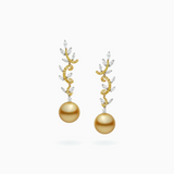 18K White & Yellow Gold Golden South Sea Pearl Earrings