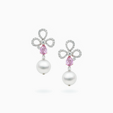 18K White & Rose Gold South Sea Pearl Sapphire & Diamond Earrings
