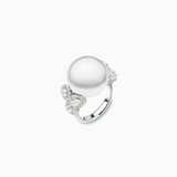 18K White Gold White South Sea Pearl Diamond Ring