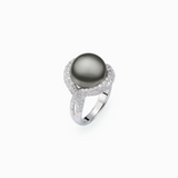 18K White Gold Black South Sea Pearl Ring