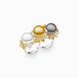 18K White & Yellow Gold Golden Multi Color South Sea Pearl Ring