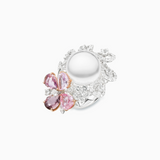 18K White & Rose Gold South Sea Pearl Sapphire & Diamond Ring