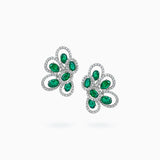 18K White Gold Emerald & Diamond Earrings