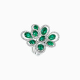 18K White Gold Emerald Diamond Ring