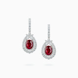 18K White & Rose Gold  Ruby & Diamond Earrings