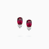 18K White & Rose Gold  Ruby & Diamond Earrings