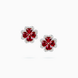 18K White & Rose Gold Ruby & Diamond Earrings