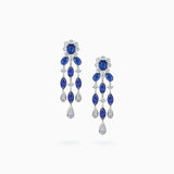 18K  White Gold Sapphire Diamond Earrings