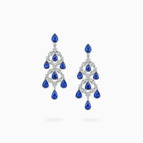 18K White Gold Sapphire Diamond Earrings