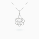 18K White Gold South Sea Pearl Diamond Pendant