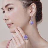 18K White & Rose Gold Lavender Jade & Diamond Earrings