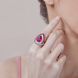 18K White, Rose & Black Gold Rubellite Ring