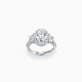 18K White Gold Oval Shaped Diamond Ring