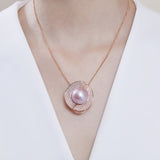 18K Rose Gold Pink Fresh Water Pearl Pendant