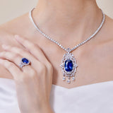 18K White Gold Sapphire & Diamond Pendant