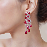 18K White & Rose Gold Ruby & Diamond Earrings