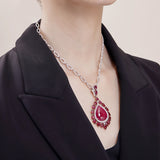 18K White & Rose Gold Ruby & Diamond Pendant