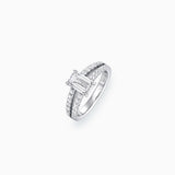 18K White Gold Emerald Cut Diamond Ring