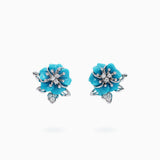 18K White Gold Turquoise & Diamond Earrings