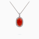 18K White & Rose Gold Coral & Diamond Pendant