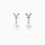 18K White Gold Akoya Pearl & Diamond Earrings