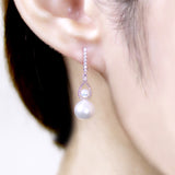 18K White Gold Akoya Pearl & Diamond Earrings