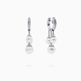 18K White Gold Akoya Pearl & Diamond Earrings