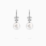 18K White Gold Akoya Pearl & Diamond Earrings