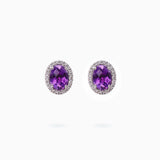 18K White Gold Amethyst & Diamond Earrings