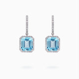 18K White Gold Topaz & Diamond Earrings