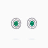 18K White Gold Emerald Diamond Earrings