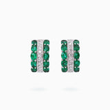 18K White Gold Emerald Diamond Earrings