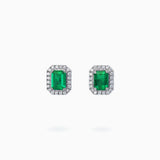 18K White Gold Emerald Diamond Earrings