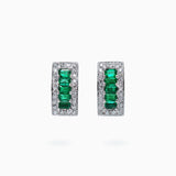 18K White Gold Emerald Diamond Earrings