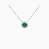 18K White Gold Emerald & Diamond Necklace