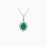 18K White Gold Diamond & Emerald Pendant