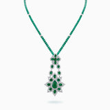 18K White Gold Emerald & Diamond Pendant