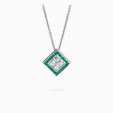 18K White Gold Emerald & Diamond Pendant