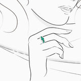 18K White Gold Emerald & Diamond Ring