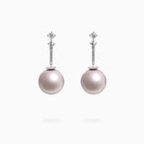 18K White Gold Fresh Water Pearl & Diamond Earrings