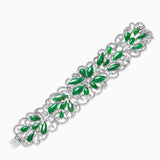 18K White Gold Green Jade & Diamond Bracelet